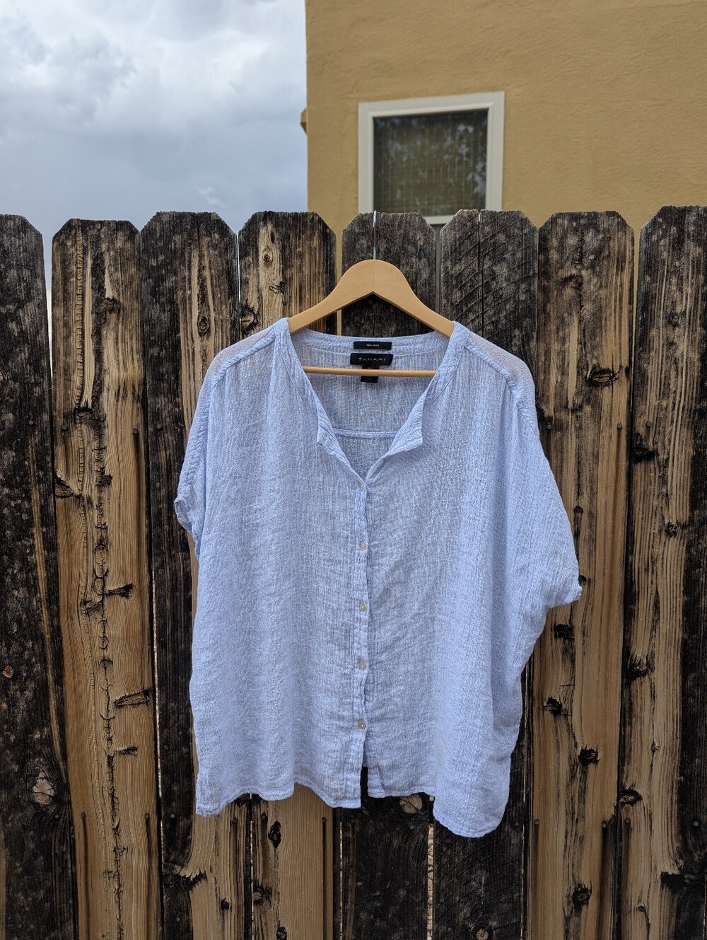 100% linen Light Blue women's tunic shirt